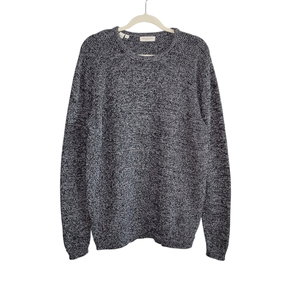 Selected Homme Men's XL Victor Crew Neck Organic Cotton Knit Sweater Black Gray - Picture 2 of 8